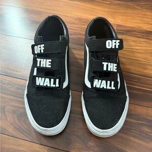 Vans Black and White Strap Sneakers